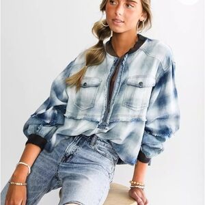 Gilded Intent Exclusive Half-Zip Pullover – Pieced Denim, Raw Edge, Size S